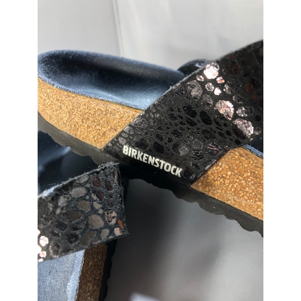 Birkenstock Mayari Metallic Snake Embossed Black Sandals EU 39 L8 M6